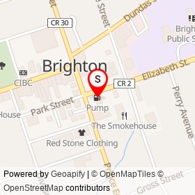 Pump on Elizabeth Street, Brighton Ontario - location map