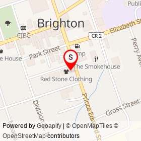 Flying Fish Chips & Grill on Prince Edward Street, Brighton Ontario - location map
