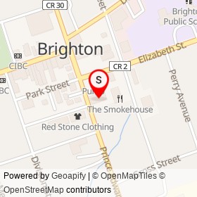 The Bargain Shop on Prince Edward Street, Brighton Ontario - location map