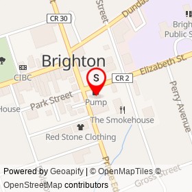 Presqu'ile Cafe & Burger on Elizabeth Street, Brighton Ontario - location map