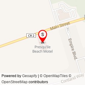 Presqu'ile Beach Motel on Main Street, Brighton Ontario - location map