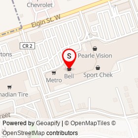 Bell on Elgin Street West, Cobourg Ontario - location map