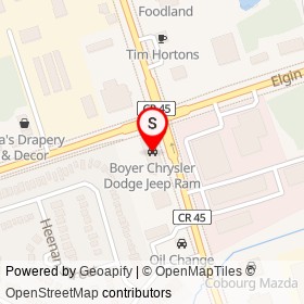 Boyer Chrysler Dodge Jeep Ram on Division Street, Cobourg Ontario - location map