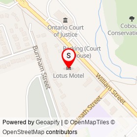 Lotus Motel on William Street, Cobourg Ontario - location map