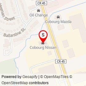 Cobourg Nissan on Division Street, Cobourg Ontario - location map