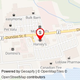 Harvey's on Dundas Street East, Quinte West Ontario - location map