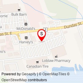 Canadian Tire on Dundas Street East, Quinte West Ontario - location map