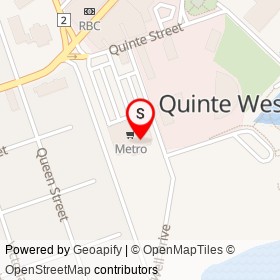 Metro Pharmacy on Quinte Street, Quinte West Ontario - location map