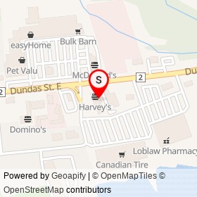 Swiss Chalet on Dundas Street East, Quinte West Ontario - location map