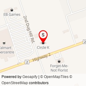 Circle K on 2nd Dug Hill Road, Quinte West Ontario - location map
