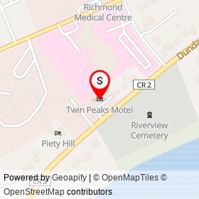 Twin Peaks Motel on County Road 2, Napanee Ontario - location map