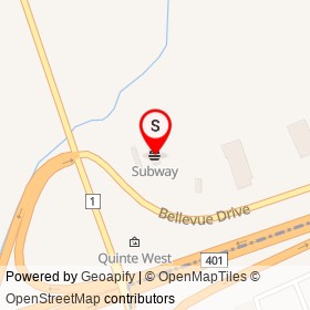 Subway on Bellevue Drive, Quinte West Ontario - location map