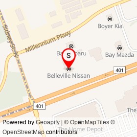 Belleville Nissan on Highway 401, Belleville Ontario - location map