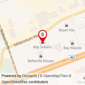 Bay Subaru on Millennium Parkway, Belleville Ontario - location map