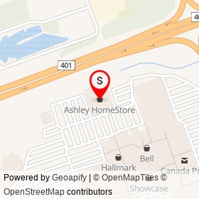 Ashley HomeStore on Highway 401, Belleville Ontario - location map