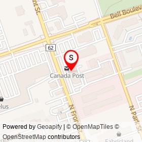Topper's Pizza on North Front Street, Belleville Ontario - location map