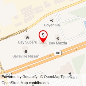 Belleville Toyota on Highway 401, Belleville Ontario - location map