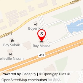 Bay Mazda on Highway 401, Belleville Ontario - location map