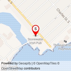 Stonewater Irish Pub on Stone Street South, Gananoque Ontario - location map