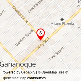 The What Not Shoppe on Charles Street North, Gananoque Ontario - location map