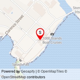 Thousand Islands Boat Museum on Water Street West, Gananoque Ontario - location map