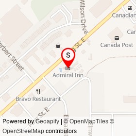 Admiral Inn on King Street East, Gananoque Ontario - location map