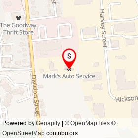 Mark's Auto Service on Division Street, Kingston Ontario - location map