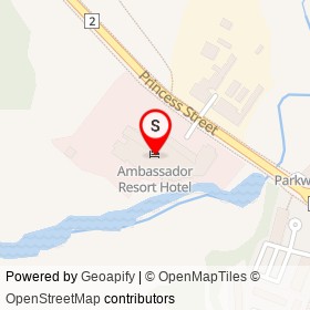 Ambassador Resort Hotel on Princess Street, Kingston Ontario - location map