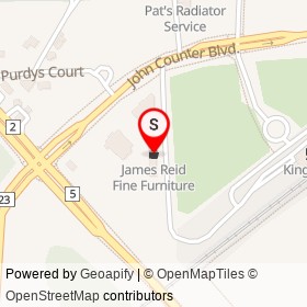James Reid Fine Furniture on John Counter Boulevard, Kingston Ontario - location map