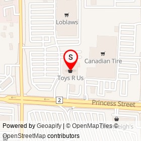 Toys R Us on Princess Street, Kingston Ontario - location map
