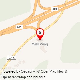 Wild Wing on Palace Road, Napanee Ontario - location map