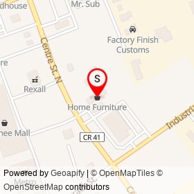 Home Furniture on Centre Street North, Napanee Ontario - location map
