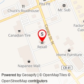 Rexall on Centre Street North, Napanee Ontario - location map