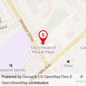 Tata's House of Pizza & Pasta on Windsor Drive, Brockville Ontario - location map