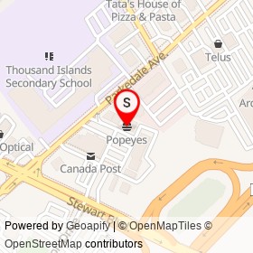 Popeyes on Parkedale Avenue, Brockville Ontario - location map