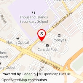 M&M Food Market on Stewart Boulevard, Brockville Ontario - location map