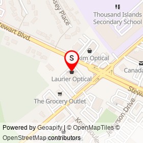 Laurier Optical on Stewart Boulevard, Brockville Ontario - location map