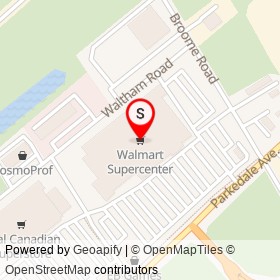 Walmart Supercenter on Parkedale Avenue, Brockville Ontario - location map