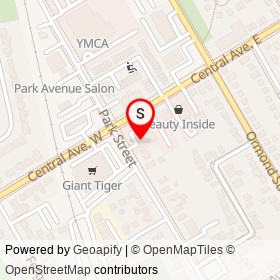 Central Therapeutic Massage on Park Street, Brockville Ontario - location map