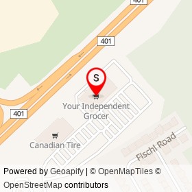 Your Independent Grocer on Highway 401, Prescott Ontario - location map