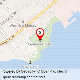 Centennial Park on , Prescott Ontario - location map