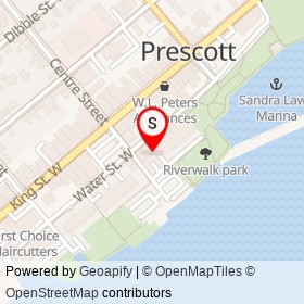 Red George Public House on Water Street West, Prescott Ontario - location map