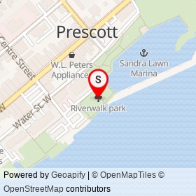 Riverwalk park on , Prescott Ontario - location map