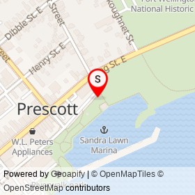 Major James Morrow Walsh on Water Street East, Prescott Ontario - location map