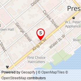 Millar Barber Shop on King Street West, Prescott Ontario - location map