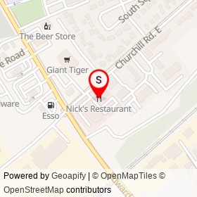 Nick's Restaurant on Churchill Road East, Prescott Ontario - location map