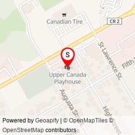 Upper Canada Playhouse on High Street, South Dundas Ontario - location map
