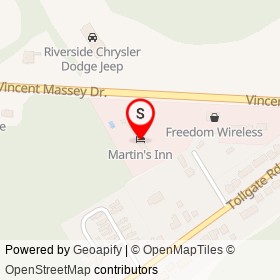 Martin's Inn on Vincent Massey Drive, Cornwall Ontario - location map