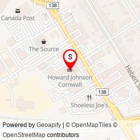 Howard Johnson Cornwall on Brookdale Avenue, Cornwall Ontario - location map